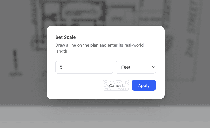 Setting a known boundary dimension in the floor plan tool